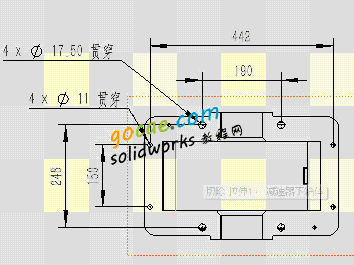 EX7 下箱体 单级蜗轮蜗杆减速器 PDF图纸  三维图下载