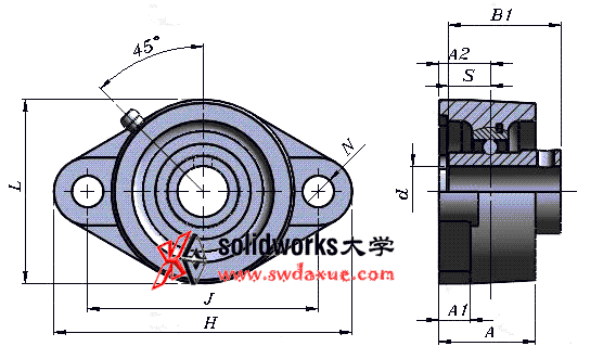 solidworks 标准件 #10 UELFLU 带菱形座轴承 GB╱T 7810 3D模型零件库 标准查询