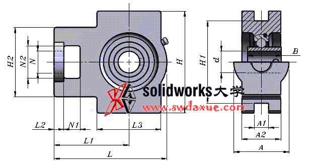 solidworks 标准件 #11 UCK 带滑块座轴承 GB╱T 7810 3D模型零件库 标准查询