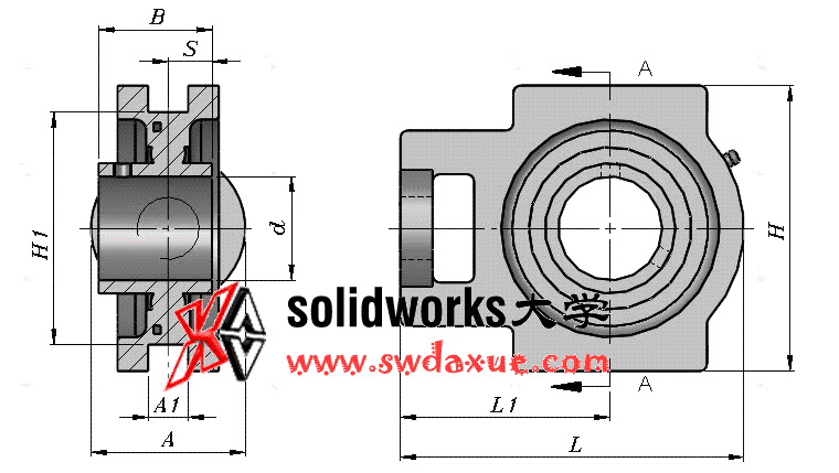 solidworks 标准件 #12 UCT 带滑块座顶丝外球面球轴承 GB╱T 7810 3D模型零件库 标准查询