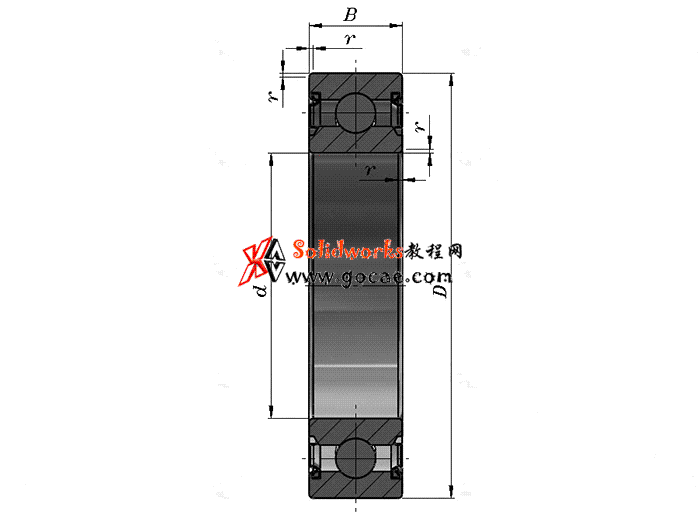 solidworks 标准件 #22 两面带防尘盖的深沟球轴承 60000-2Z GB╱T 276 3D模型零件库 标准查询