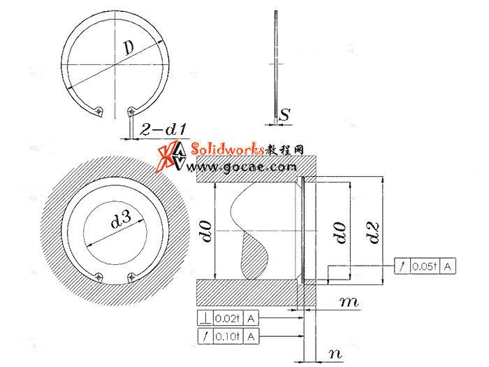 solidworks 标准件 #24 孔用弹性挡圈A型 GB╱T 893.1 3D模型零件库 标准查询
