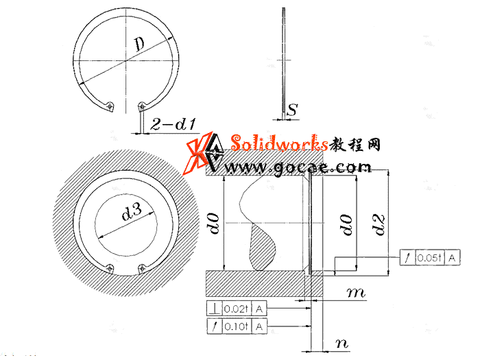 solidworks 标准件 #25 孔用弹性挡圈B型 GB╱T 893.2 3D模型零件库 标准查询