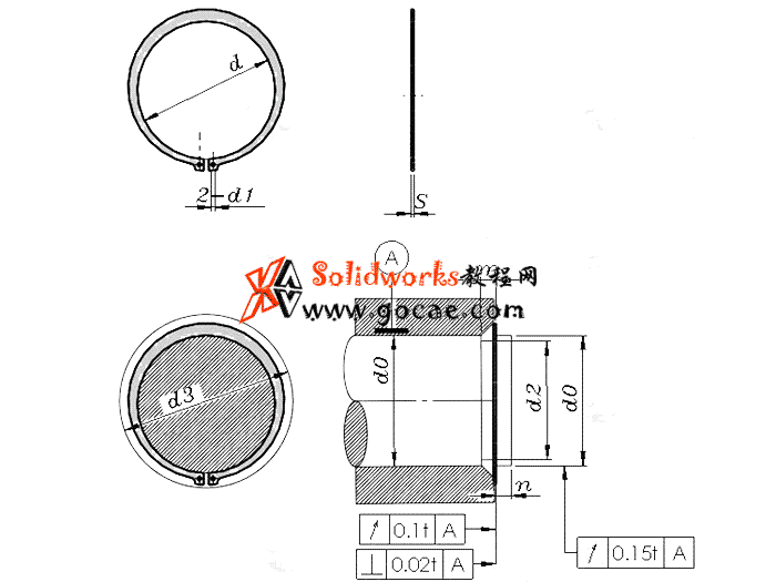 solidworks 标准件 #26 轴用弹性挡圈A型(d0≥10) GB╱T 894.1 3D模型零件库 标准查询