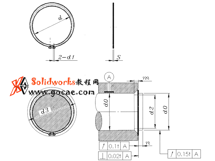 solidworks 标准件 #27 轴用弹性挡圈B型 GB╱T 894.2 3D模型零件库 标准查询