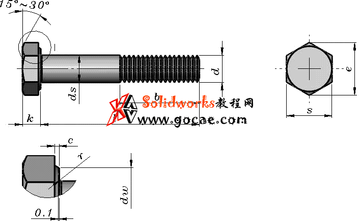 solidworks 标准件 #34 六角头螺栓 A级和B级 GB╱T 5782 3D模型零件库 标准查询