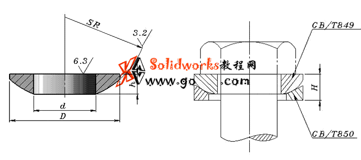 solidworks 标准件 #37 球面垫圈 GB╱T 849 3D模型 三维零件库 标准查询