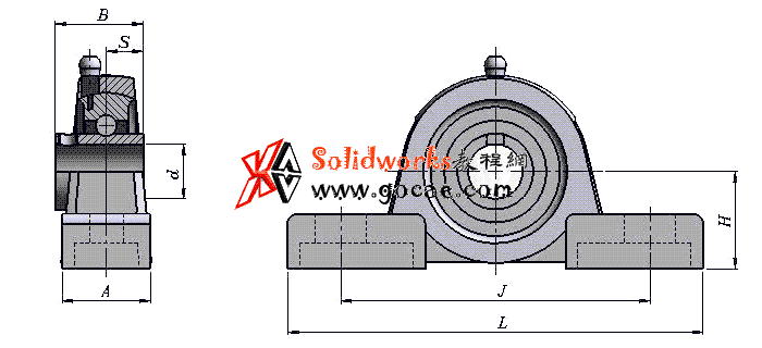 solidworks 标准件 #62  UCP系列 带座外球面球轴承 滚动轴承 GB/T 7810-2017 外形尺寸 solidworks 3D模型 三维零件库 最新标准查询
