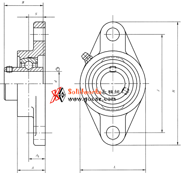 solidworks 标准件 #87 UCFLU系列 带菱形座轴承  GB/T 7810-2017 外形尺寸 solidworks 3D模型 最新标准查询