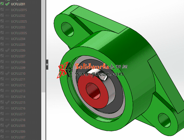 solidworks 标准件 #87 UCFLU系列 带菱形座轴承  GB/T 7810-2017 外形尺寸 solidworks 3D模型 最新标准查询