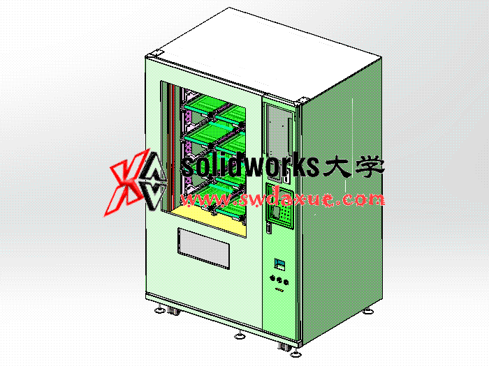 5套自动售货机图纸 自动售卖机 solidworks3d模型 食品饮料售货机三维 售水机图纸